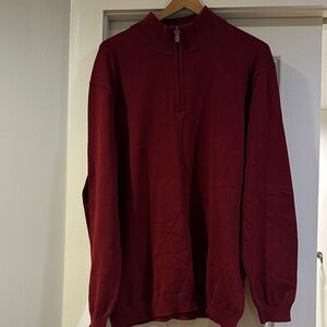 Roundtree & Yorke Men's Burgundy 1/4 Zip-Up Sweater great condition